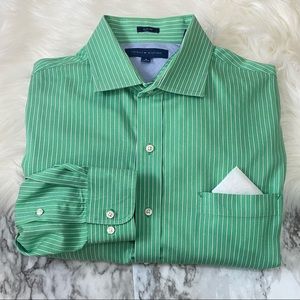 Tommy Hilfiger | green striped button slim fit shirt